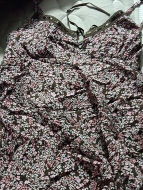 No Boundaries Brown Floral Cami Dress with Pink and White Blossoms